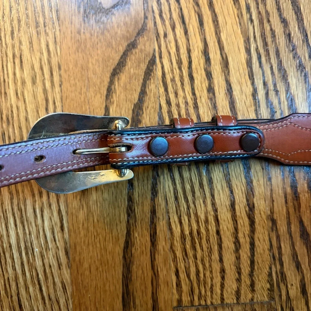 Tony Lama Western Men’s Leather Belt Size 32 Made in USA Brown & Black